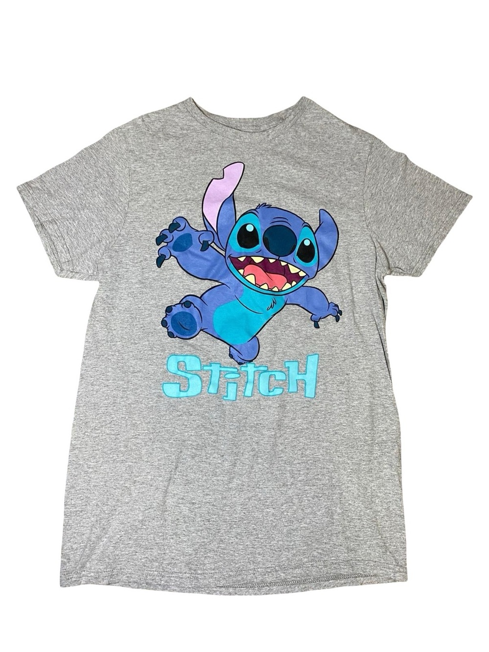 Official Disney Lilo & Stitch Graphic T-Shirt – Heather Grey Jumping Stitch Tee